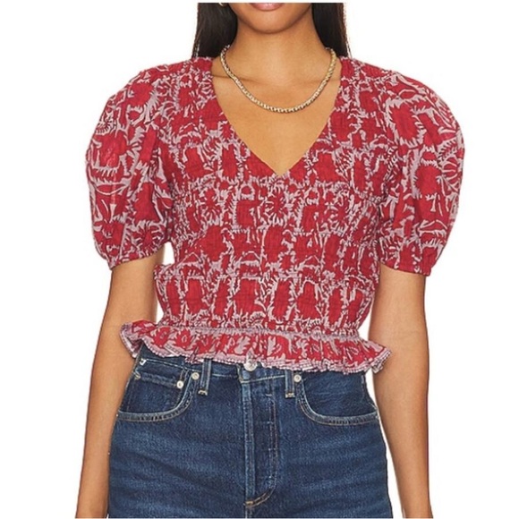 Cleobella red cropped blouse, never worn, size small - Picture 4 of 6